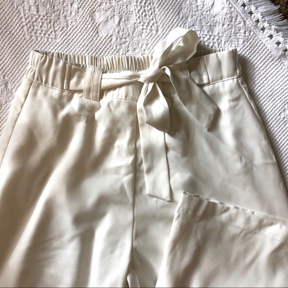 Showpo. Pants - Off white tie waist culotte